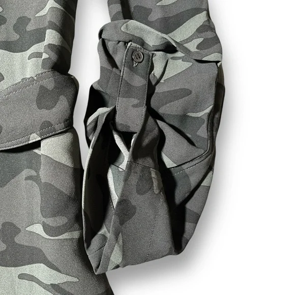 500 Maison Cinqcent Black Gray Camo Print Lightweight Belted Trench Jacket XL - Picture 7 of 9